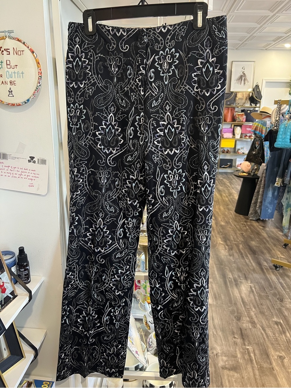 Etcetera vintage black and White Paisley Wide-Leg Pants